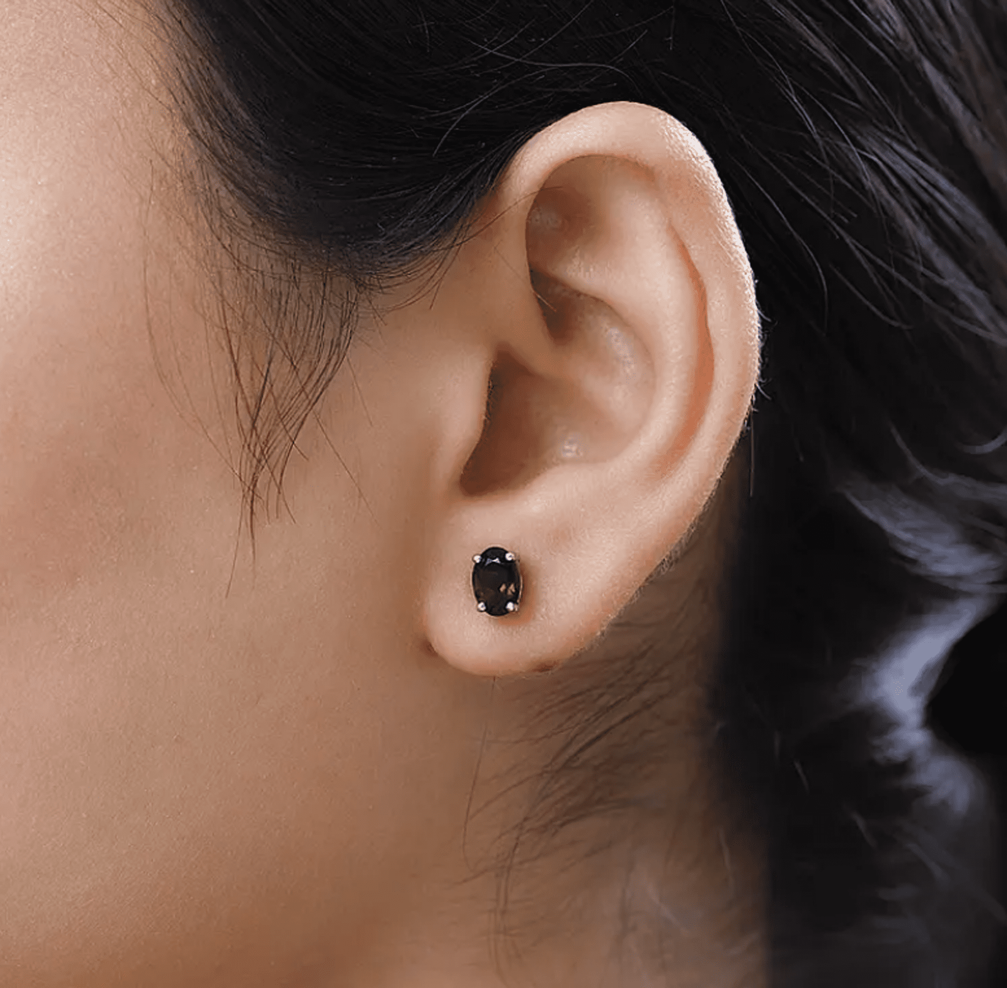 Smoky Quartz Lever Back Earring, Oval Shape Art deco Smoky Quartz Earring, Solitaire Earring, Silver 925 Earring, Woman Stud, Gift For her