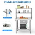 thumbnail image 5 of Dextrus 36"×24" Stainless Steel Table with Overshelves and Paper Towel Holder and Drawer, Work Table with 36" X 12" Shelf, Metal Table Prep Table, 5 of 6