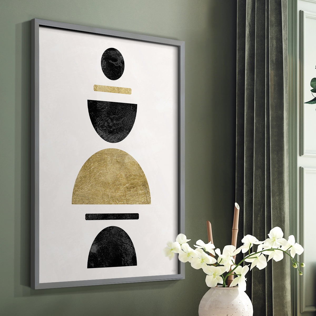 Modern Stack in Gray Solid Wood 16 x 20 Framed Print