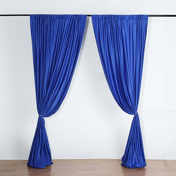 Efavormart 2 Pack | Royal Blue Fire Retardant Scuba Polyester Curtain Panel Backdrops Wrinkle Free With Rod Pockets - 10ftx10ft