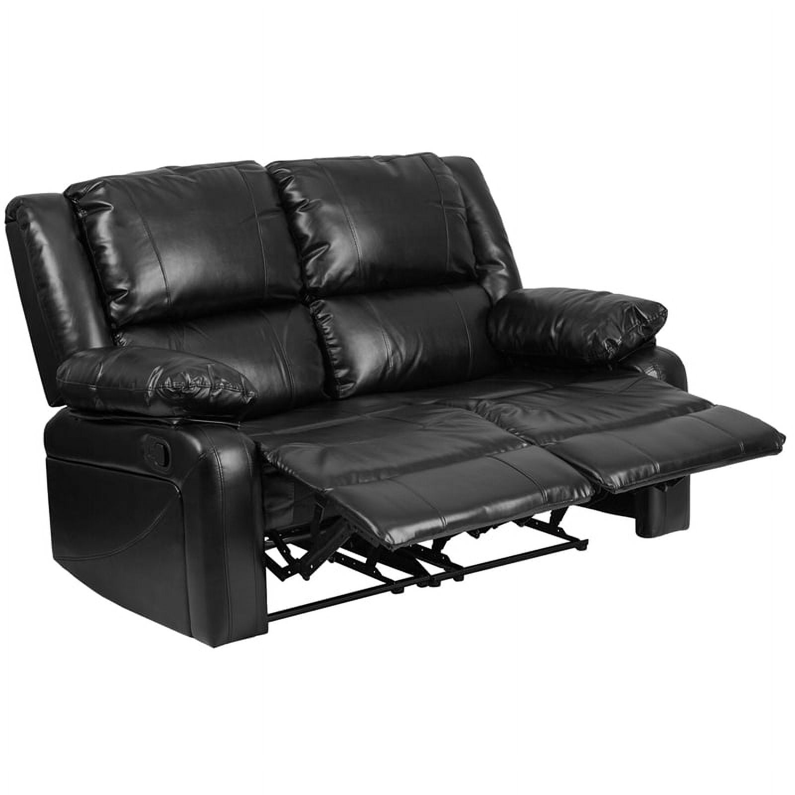 Emma + Oliver Black LeatherSoft Loveseat with Two Built-In Recliners