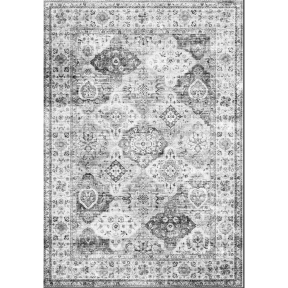 Yesurprise 6x9ft Persian Romantic Time Gray Area Rugs - 1150Gsm 100% Polyester, 350Gsm Velvet, Pearl Velvet, Washed Back, Folding, Printed Carpet