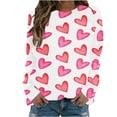 thumbnail image 1 of Diufon Hauts de la Saint-Valentin pour Femmes Manches Longues Col Rond Chandail Décontracté Tendance Mignon Imprimé Graphique Blouse, 1 of 7