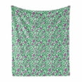 thumbnail image 1 of Rose Soft Flannel Fleece Throw Blanket, Gardening Theme with Intertwined Thorny Stems Rose Buds and Petals, Cozy Plush for Indoor and Outdoor Use, 70" x 90", Forest Green Fuchsia, by Ambesonne, 1 of 6