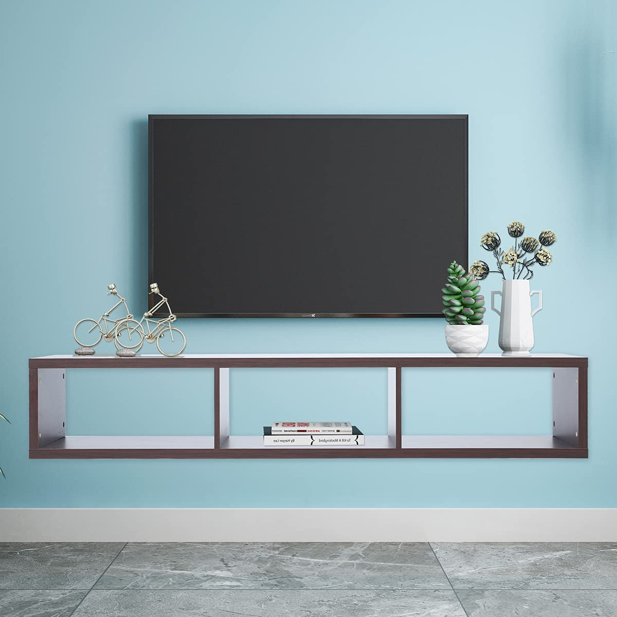 Details about   Bowery Hill Modern Wood Floating 60" TV Stand in Cement 
