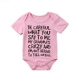 thumbnail image 1 of Baby Summer Romper Letter Short Sleeve Envelope Neckline Button Closure Outfit, 1 of 10
