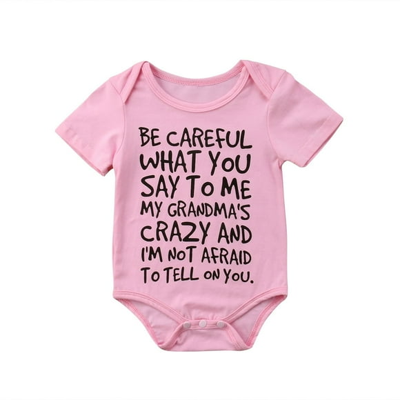 Baby Boy Girl Be Careful What You Say To Me My Grandmas Crazy Bodysuit Funny Onesie
