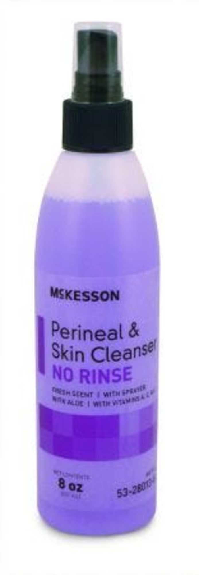 McKesson Rinse-Free Perineal Wash: 1 Count, Clear, 8 oz, Pump Bottle, Fresh Scent