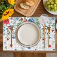 thumbnail image 4 of Blue Floral Placemats Set of 12, Red Flowers Country Leaves Rustic Plaid Placemats for Dining Table, Place Mats for Kitchen Tabletop, Waterproof Wipeable Dining Table Mats Set, 4 of 9