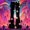 thumbnail image 4 of Girls Pants Size 10 Flare Pants Colorful Big Polka Dot Print High Waist Flare Pants, Retro Stretch Bell Bottom Casual Trousers Back To School Clothes Black, 4 of 4