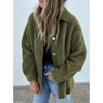 thumbnail image 4 of Weardear Women's Winter Plush Hoodie Button Jacket with Pockets Oversized Warm Coat Green S-XXL, 4 of 6