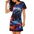 thumbnail image 2 of Naloa Outer Space Floating Numbers And Letters Print Women Nightgowns,Womens Loungewear,Short Sleeve Sleepwear,Comfy Ladies Nightdress, 2 of 6