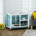 thumbnail image 2 of PawHut Clapier Intérieur pour Lapin avec Roues, Cage pour Lapin avec Rampe, Bleu, 2 of 8