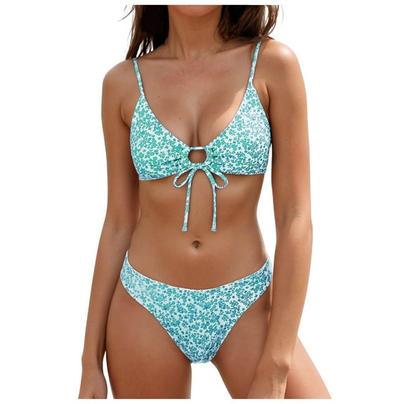 vigerkar Women High Cut Bikini Sets String Sexy Swimsuit Two Piece Bathing Suit Cheeky Cut Out Cute Swimwear (Light Green, XS)