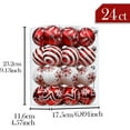 24 60mm Traditional Red and White Christmas Ornaments, Shatterproof