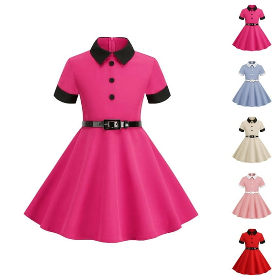 Solid Belted Dress for Girls – Minimalist Fitted Cut Everyday Wear, Versatile Casual Gown, Clean Base That Complements Pink Dress for Girls Layering Styles