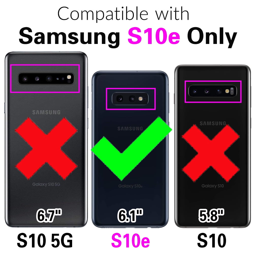 Furiet Argyle Wallet Case for Samsung Galaxy S10e with Wrist/Shoulder Strap Zipper Purse Luxury PU Leather Card Holder Slots Stand Checkered Phone Cover for S 10e 10se Se10 Women Girls Black