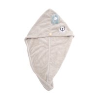 Unique Bargains 1 Pc Water-absorbent Cartoon Embroidery Hair Towel for Bathroom Coral Fleece Camel Color