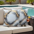 thumbnail image 4 of Marble White Yellow Outdoor Waterproof Pillow Covers, Modern Abstract Art Ink Painting Decorative Square Throw Pillowcase Sofa Cushion Sham for Patio/Couch/Chair, 20"x20" 2 Pack, 4 of 8