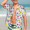 thumbnail image 5 of KLL Men's Hawaiian Shirt Short Sleeve Button Down Beach Shirts-Doodle Fruits, 5 of 5