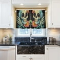 thumbnail image 4 of joogoo Funny Skeleton and Flowers Curtains Sets Half Window Cafe Farmhouse Tier 2 Panels Short Curtain Rod Pocket 27"W x 24"L, 4 of 7