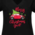 thumbnail image 4 of Inktastic Merry Christmas Ya'll with Red Car and Tree Women's Plus Size V-Neck T-Shirt, 4 of 5