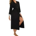 thumbnail image 2 of YHAJDS Winter Casual Pajama Suits For Women,Sleepwear For Women Nightgown Home Wear Solid Color Long Sleeve Modal Nightgown With Lace Trim, 2 of 4