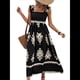 thumbnail image 3 of Vestido Bohemio con Cuello Cuadrado para Mujer, Informal, , para y Verano, Ideal para Vacaciones en la Playa 2025. Negro L, 3 of 9