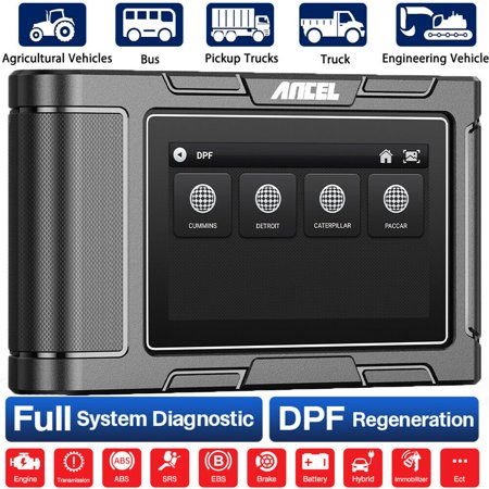 ANCEL HD3400 Diesel Heavy Duty Truck Code Reader with DPF Regeneration All-System Diagnostic Tool for Cummins  Detroit  Caterpillar  Paccar 2022 Newest Truck & Car 2 in 1 OBD2 Scanner