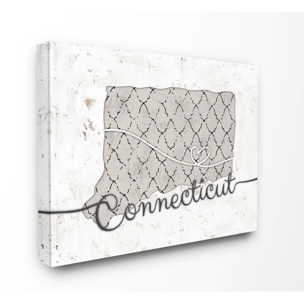 Stupell Industries Connecticut Patterned Grey US State Design Canvas Wall Art by Ziwei Li