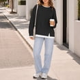 thumbnail image 3 of TGSLY Fall Faux Two-Piece Sweatshirts for Women Lightweight Crew Neck Long Sleeve Pullovers Loose Casual Solid Color Athletic Tops L, 3 of 7
