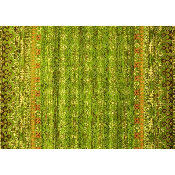 Ahgly Company Indoor Rectangle Abstract Yellow Contemporary Area Rugs, 2' x 4'