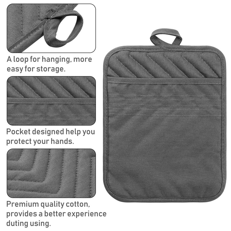 Oven Potholder with Pocket Cotton Heat Resistant Coaster Potholder Kitchen Hot  Pad Gray Oven Mitts for Cooking and Baking Oval - China Gloves and Glove  price