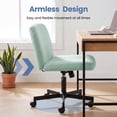 thumbnail image 6 of CELTOSS Criss Cross Legged Home Office Chair, Fabric Armless Swivel Task Computer Chair with Wheels, Wide Seat, Vanity Chair, Comfy Chair, Mint, 6 of 15