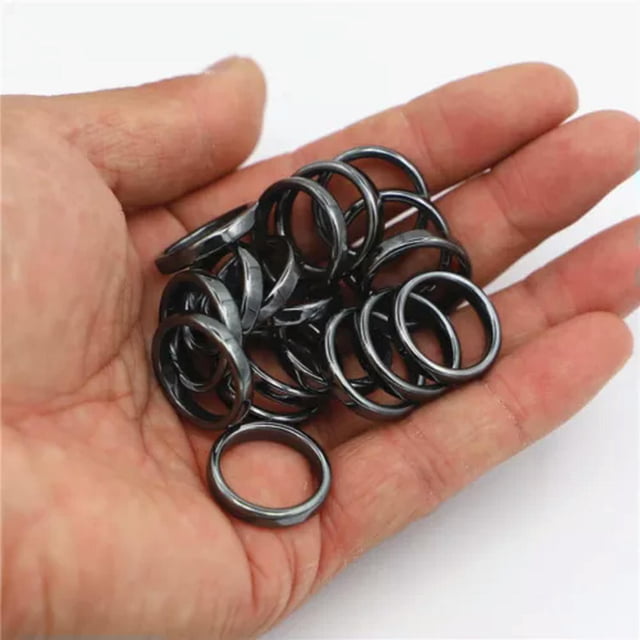 HOOUN 100pcs 4mm Natural Black Hematite Ring - Anxiety Balance Circulation