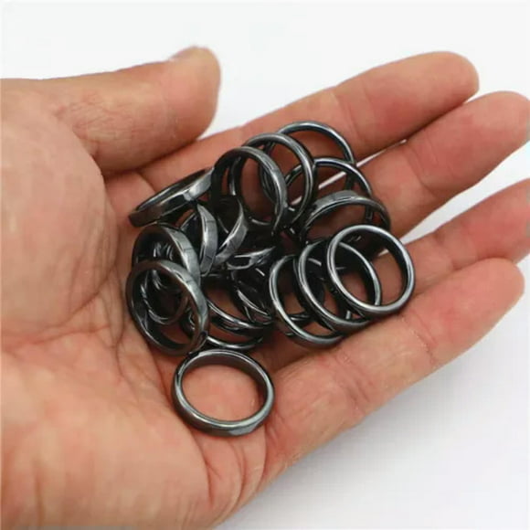HOOUN 100pcs 4mm Natural Black Hematite Ring - Anxiety Balance Circulation