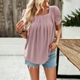 thumbnail image 6 of Babysbule Womens New Arrival Summer Tops Fashion Women Short Sleeve Garment Comfortable Breathable Round-Neck Blouses Tops, 6 of 7