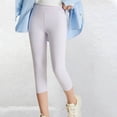 thumbnail image 2 of CPNG Girls Slim Fit Thin Yoga Cropped Pants Solid Color Casual Capri Pants Elastic High Waist Workout Pants Sports Trousers, 2 of 7