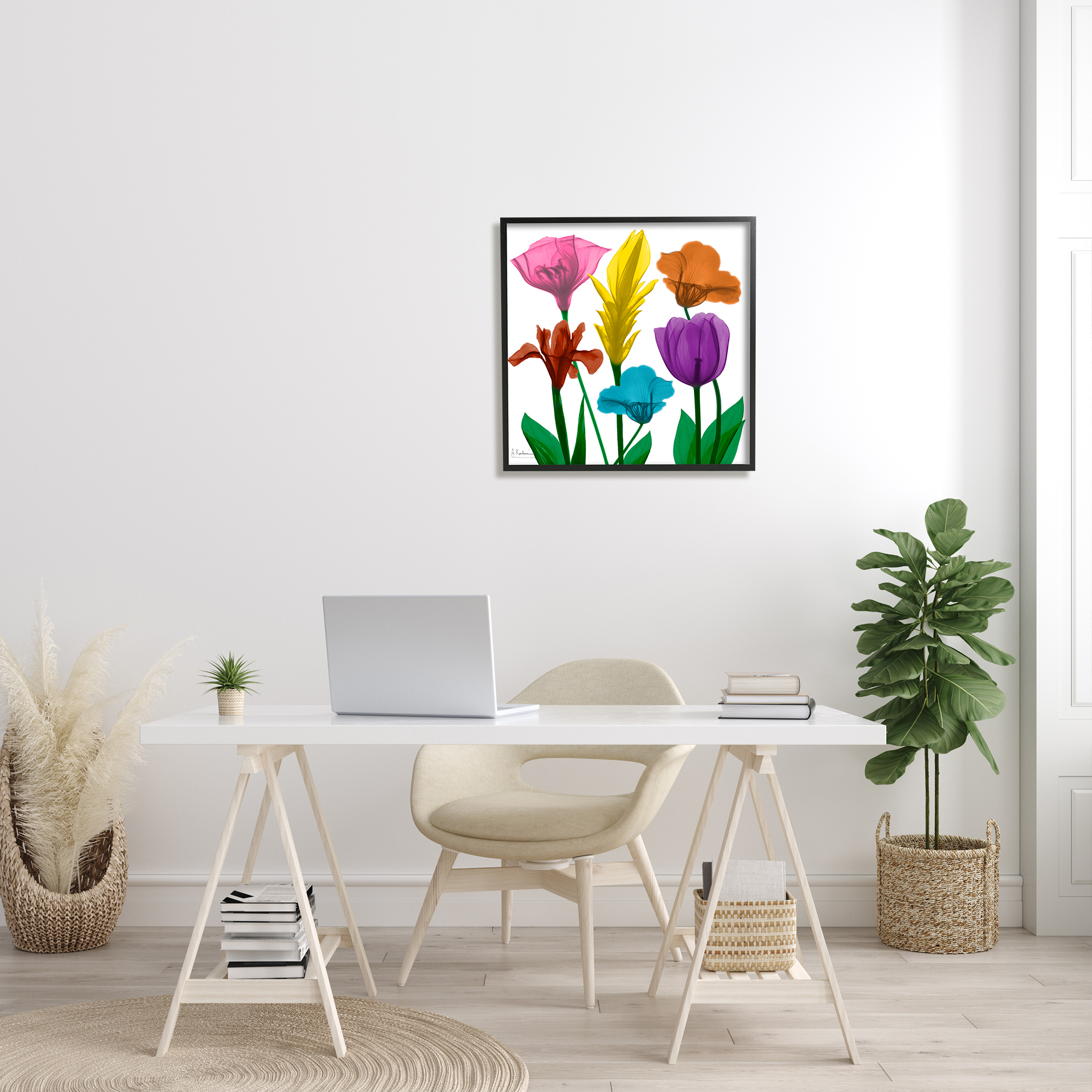 Stupell Industries Bold Rainbow Spring Flowers Translucent Floral Botanical & Floral Photography Black Framed Art Print Wall Art, 24 x 24