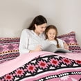 thumbnail image 4 of Manfei Southwestern Aztec Twin Comforter Sets, , Pink Black Bedding Set, Pink Reversible 2-Piece, 1 Comforter and 1 Pillowcase, 4 of 6