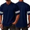 thumbnail image 5 of Men's Blank Solid Football Jersey Breathable Athletic Short Sleeve Hip Hop Casual Practice Sports Uniform Top Navy M, 5 of 5
