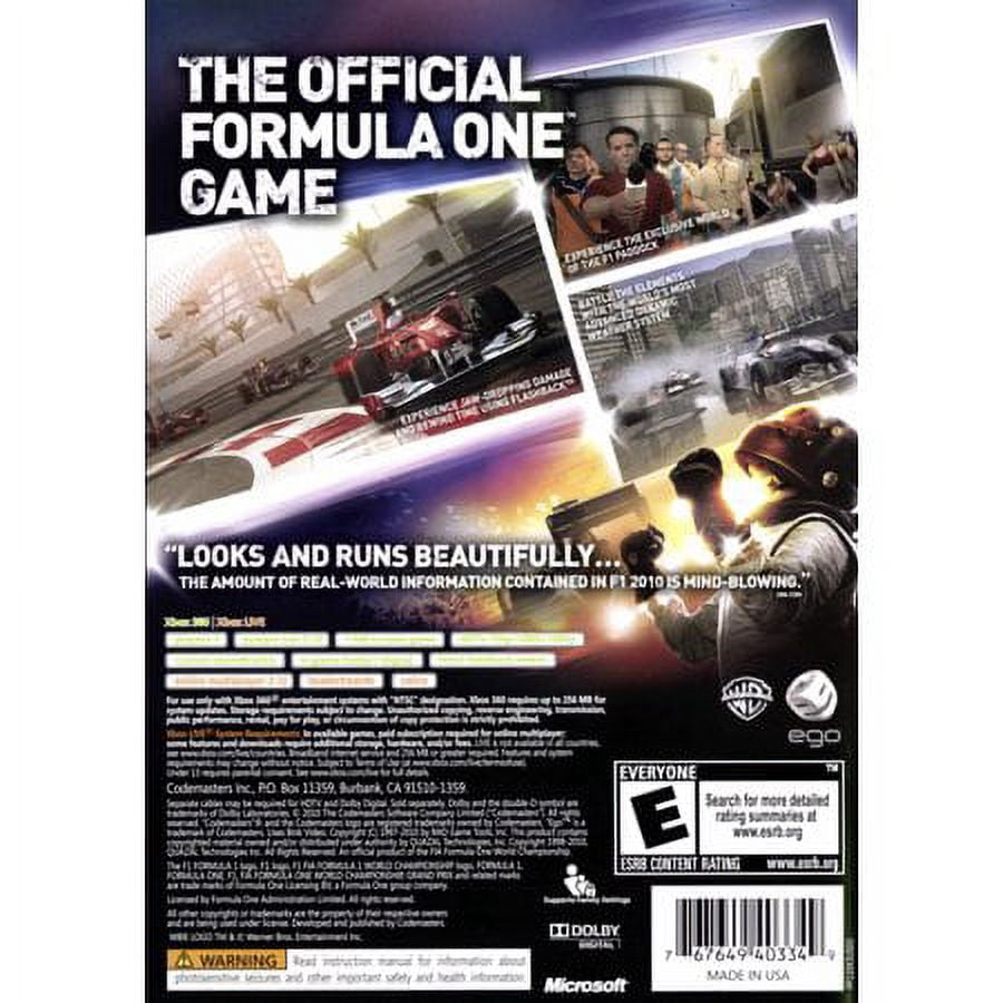 Warner Bros., F1: 2010 Racing Game, Xbox 360, DVD-ROM - Walmart.com