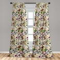 thumbnail image 4 of Ambesonne Garden Curtains, Roses Watercolor Blooming, Pair of 28"x63", Apple Green and Dark Fuchsia, 4 of 5