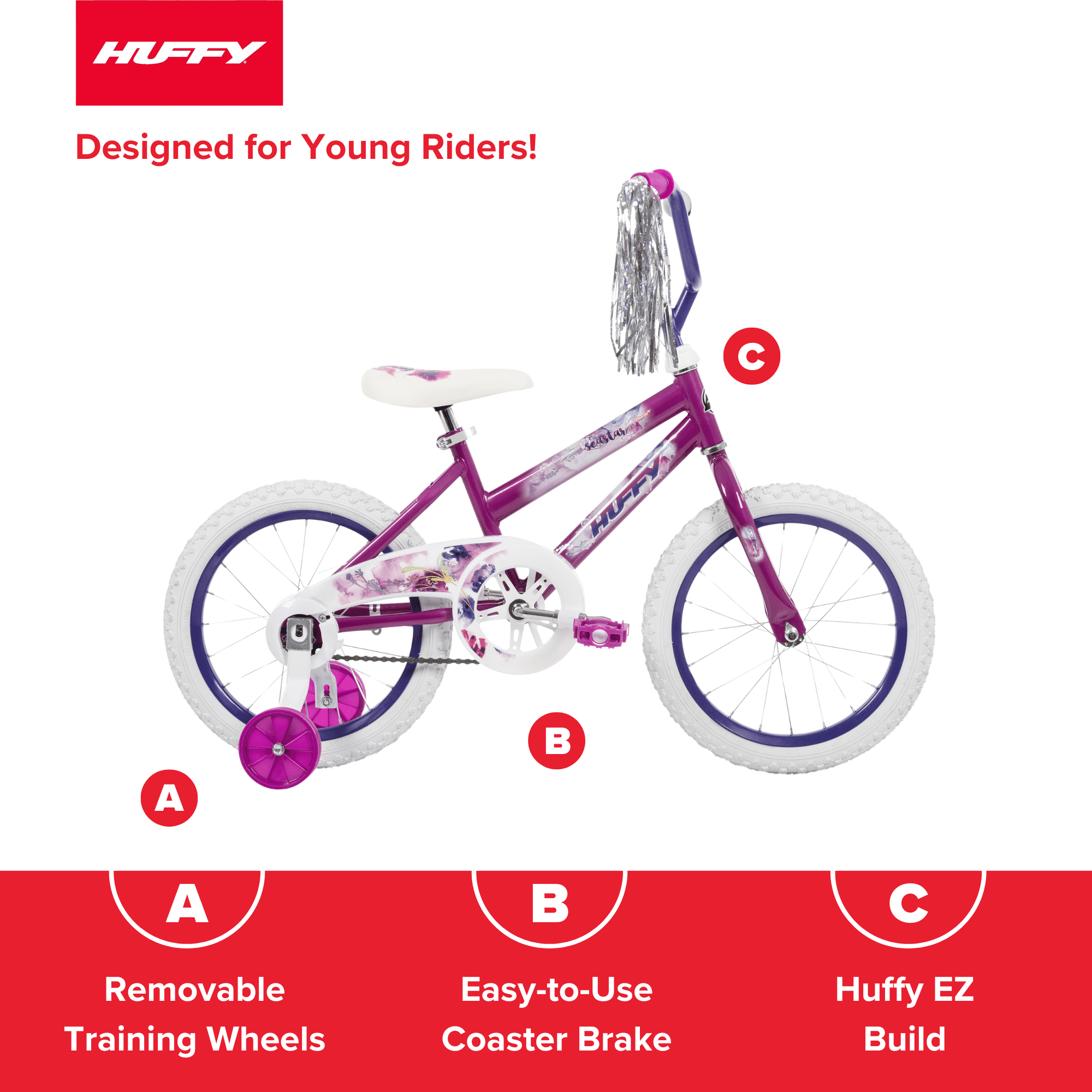 Huffy 16 in. Sea Star Kids Bike with Training Wheels for