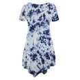 thumbnail image 2 of Made by Johnny Women's Short Sleeve All Over Tie-Dye Tunic Top L WHITE_NAVY, 2 of 6