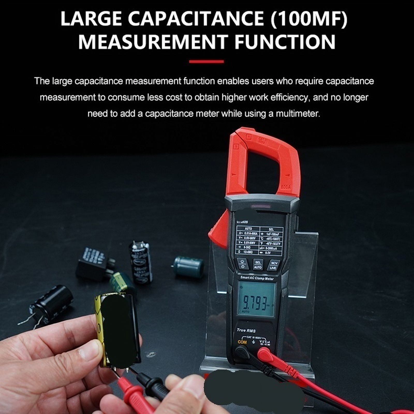Digital Clamp Meter DC Current Pliers Ammeter Voltage Tester Temperature Frequency Meter Auto Range ,High&Low Sensitivity