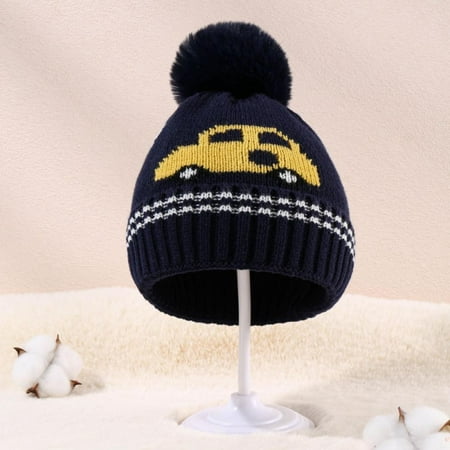 

Kids Knitted Woolen Hat Winter Warm Pom Pom Beanie Cap Knit Hat with Pom for 0-3 Years Old Girls Boys