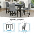 thumbnail image 2 of EUROCO 5-Piece Dining Room Table Set,Counter Height Dining Table Set with 4 Upholstered high-back Chairs and Chairs Home Furniture Square Modern,Black, 2 of 7