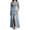 Light Blue, variant on Women's Denim Print Maxi Shirt Dress Mesh Patchwork Long Sleeve Button Down A-Line Flowy High Slit Casual Party Dress with Collar