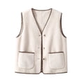 thumbnail image 4 of Mgmyaa Fleece Vest Women's Sleeveless V-Neck Button Down Short Sherpa Jacket Casual Outerwear, 4 of 8